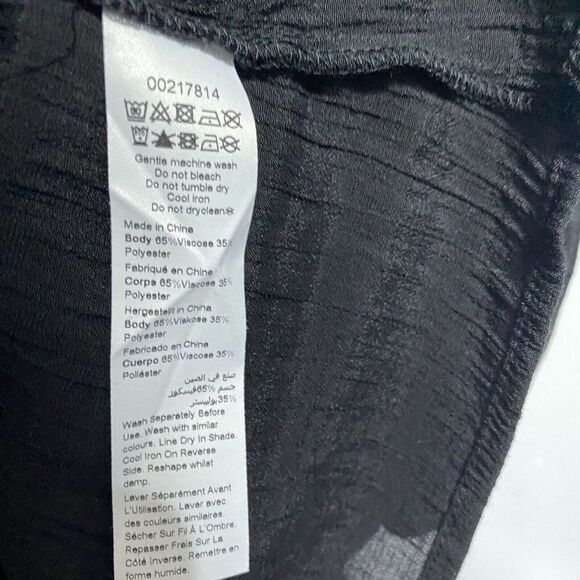 Avenue Blouse Womens 14 Black Peasant Top Boho Flowy 3/4‎ Sleeve V Neck Popover - Picture 3 of 11